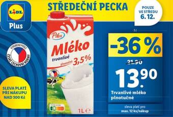 Lidl Trvanlivé mléko plnotučné nabídka