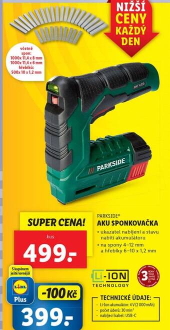 Lidl PARKSIDEⓇ AKU SPONKOVAČKA nabídka