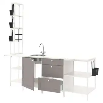 IKEA Enhet kuchyně, bílá/šedá rám, 243x63.5x241 cm nabídka