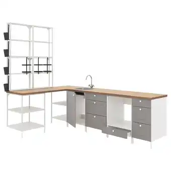 IKEA Enhet rohová kuchyně, bílá/šedá rám nabídka