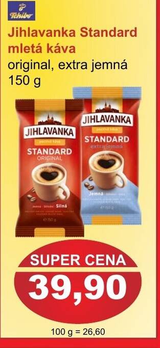 PLUS JIP Jihlavanka Standard mletá káva original, extra jemná nabídka