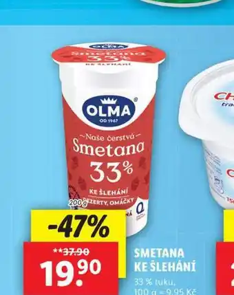 Lidl Olma smetana ke šlehání 33% nabídka
