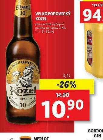 Lidl Pivo velkopopovický kozel nabídka