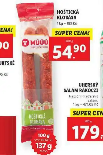 Lidl Hištická klobása nabídka