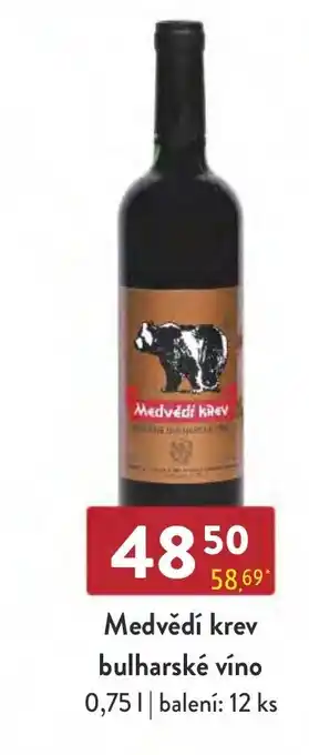 Qanto Medvědí krev bulharské víno 0,75L nabídka