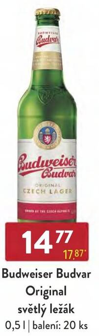 Qanto Budweiser Budvar Original světlý ležák 0,5L nabídka