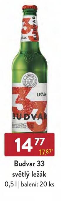 Qanto Budvar 33 světlý ležák 0,5L nabídka