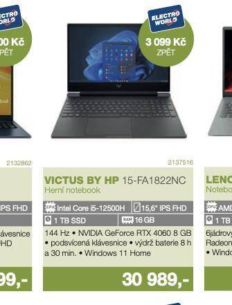 Electro World Herní notebook victus by hp 15,6 nabídka