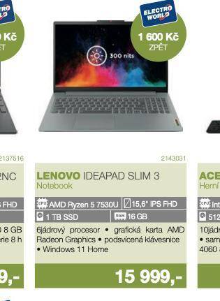 Electro World Notebook lenovo 15,6 nabídka