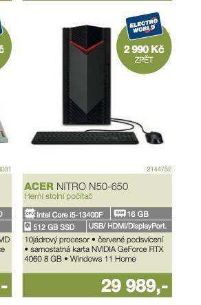 Electro World Herní stolní počítač acer nabídka