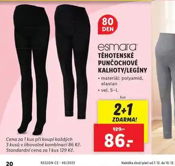 Lidl Těhotenské punčochové kalhoty / legíny nabídka