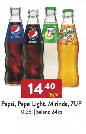 Qanto Pepsi, Pepsi Light, Mirinda, 7UP 0,25L nabídka