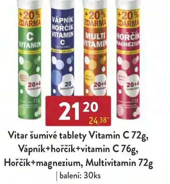 Qanto Vitar šumivé tablety Vitamin C 72g, Vápník+hořčík+vitamin C 76g, Hořčík+magnezium, Multivitamin 72g nabídka