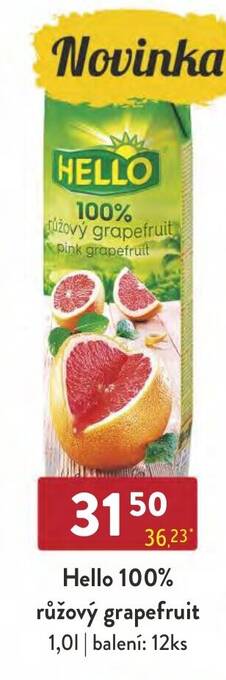 Qanto Hello 100% růžový grapefruit 1,0L nabídka