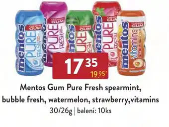 Qanto Mentos Gum Pure Fresh spearmint, bubble fresh, watermelon, strawberry, vitamins nabídka