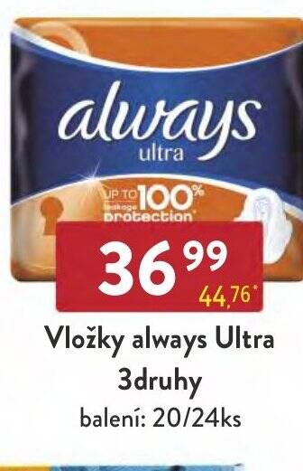Qanto Vložky always Ultra 3druhy nabídka