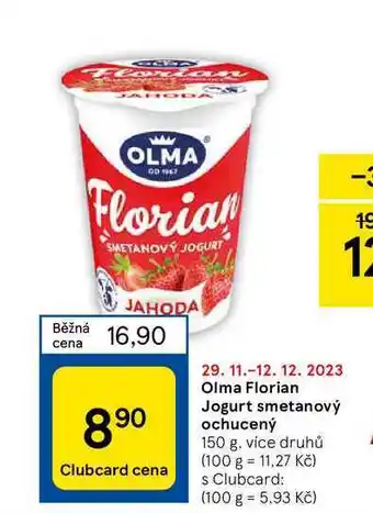 Tesco Olma florian jogurt smetanový ochucený 150 g nabídka