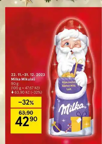 Tesco Milka mikuláš 90 g nabídka