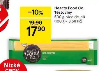 Tesco Hearty food co. těstoviny 500 g nabídka