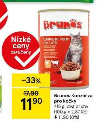 Tesco Brunos konzerva pro kočky 415 g nabídka