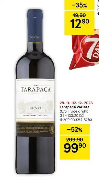 Tesco Tarapacá varietal 0,75 l nabídka