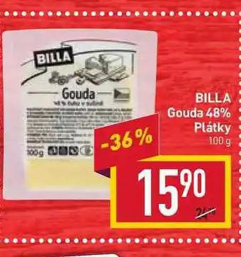 Billa Billa gouda 48% plátky 100 g nabídka