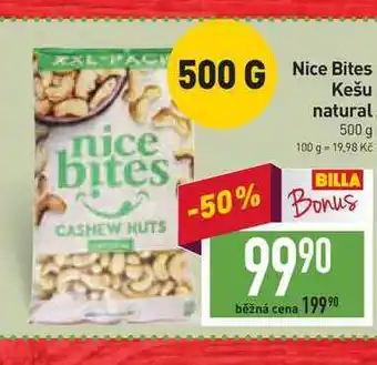 Billa Nice bites kešu natural 500 g nabídka
