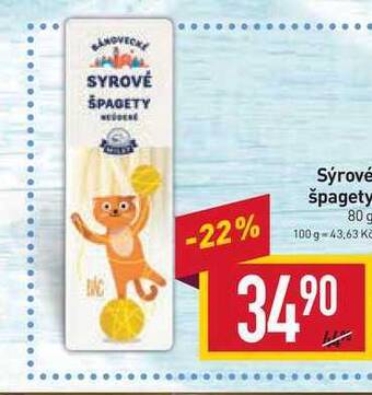 Billa Sýrové špagety 80 g nabídka