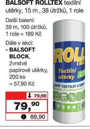 Barvy a laky drogerie Balsoft rolltex textilní utěrky, 15 m, 38 útržků, 1 role nabídka