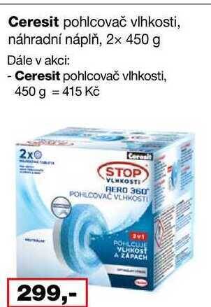 Ráj drogerie Ceresit stop vlhkosti aero 360° pohlcovač vlhkosti a zápachu 2x450g nabídka