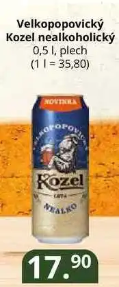 Velkopopovický kozel nealkoholický 0,5 l, plech