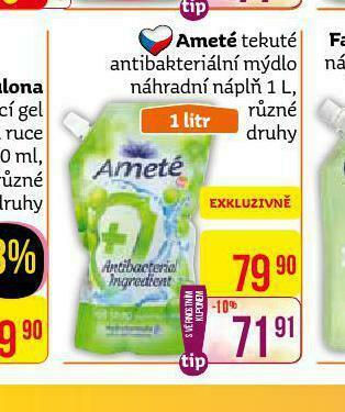 Teta Ameté tekuté antibakteriální mýdlo náhradní náplň nabídka
