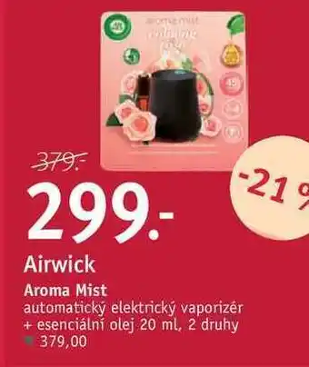 Airwick aroma mist automatický elektrický vaporizér + esenciální olej 20 ml
