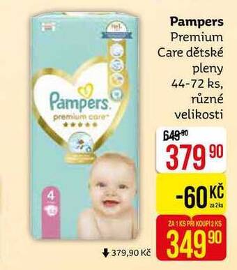 Teta Pampers premium care dětské pleny 44-72 ks nabídka