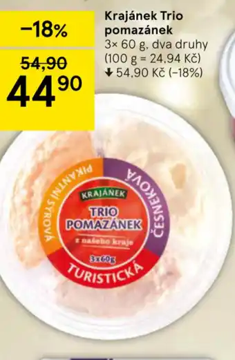 Tesco Krajánek Trio pomazánek nabídka