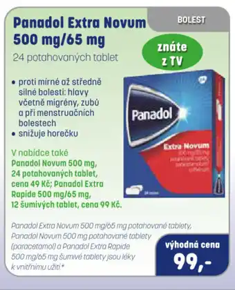 PharmaPoint Panadol Extra Novum 500 mg/65 mg nabídka