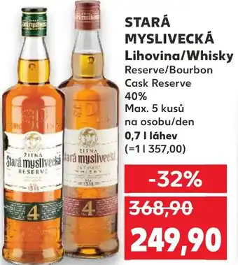 Kaufland STARÁ MYSLIVECKÁ Lihovina/Whisky nabídka