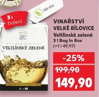 Kaufland VINAŘSTVÍ VELKÉ BÍLOVICE Veltlínské zelené nabídka