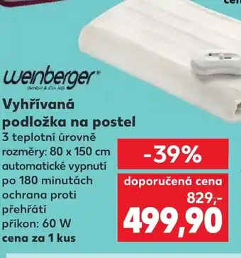 Kaufland Vyhřívaná podložka na postel nabídka