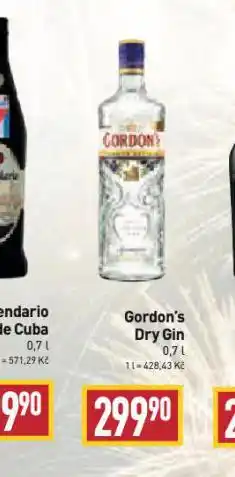 Billa Gordon's dry gin nabídka