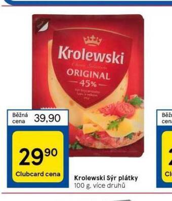 Tesco Krolewski sýr plátky nabídka