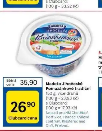 Tesco Madeta jihočeské pomazánkové tradiční nabídka