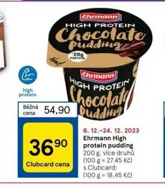 Tesco Ehrmann high protein pudding nabídka