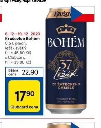 Tesco Pivo krušovice bohém nabídka