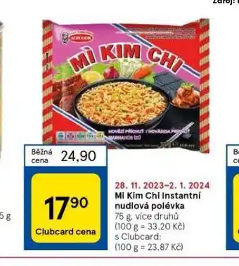 Tesco Mi kim chi instantní nudlová polévka nabídka