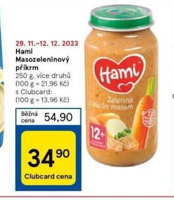Tesco Hami masozeleninový příkrm nabídka