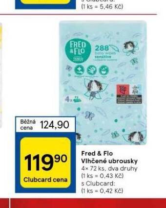 Tesco Fred & flo dětské vlhčené ubrousky nabídka