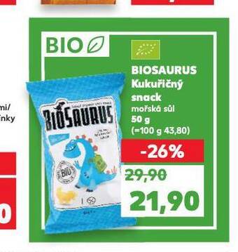 Kaufland Biosaurus kukuřičný snack nabídka