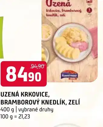 Terno UZENÁ KRKOVICE, BRAMBOROVÝ KNEDLÍK, ZELÍ nabídka