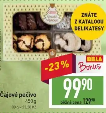 Billa Čajové pečivo nabídka